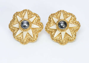 Christian Lacroix Paris 1994 White Enamel Star Earrings
