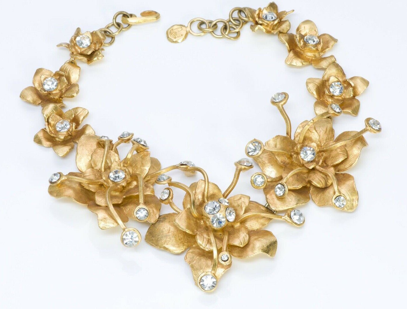 Christian Lacroix Paris Couture Crystal Flower Collar Necklace
