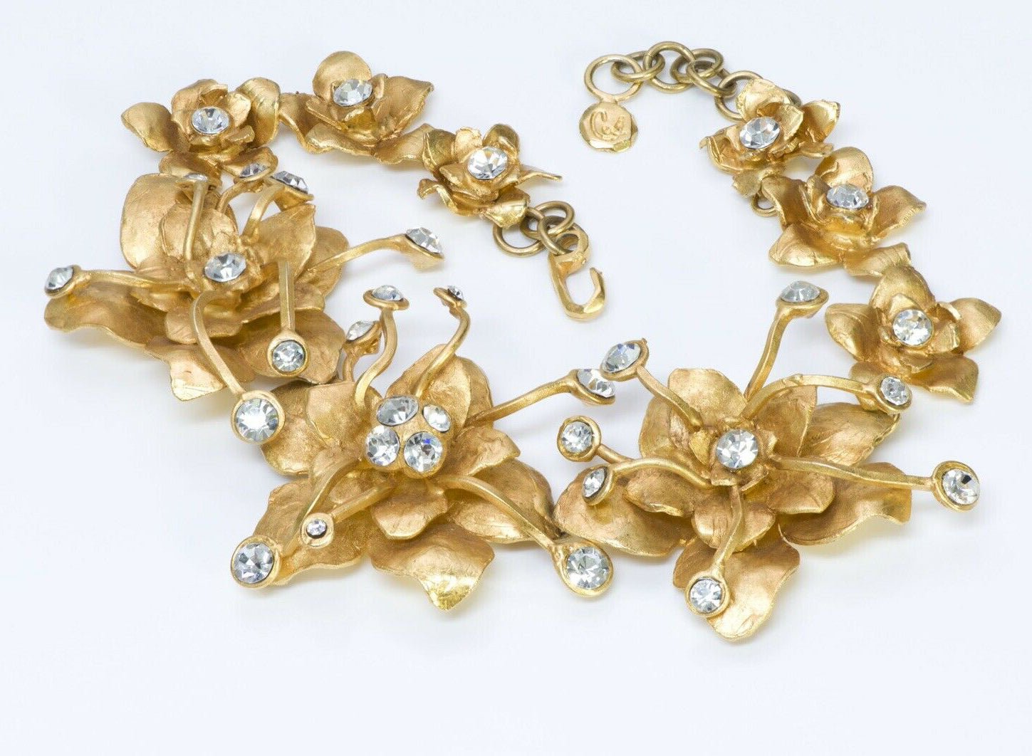 Christian Lacroix Paris Couture Crystal Flower Collar Necklace