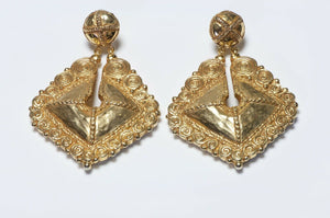 Christian Lacroix Paris Couture Long Drop Shield Earrings