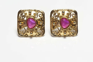 Christian Lacroix Paris Pink Poured Glass Maltese Cross Earrings