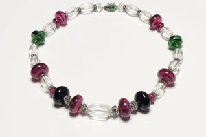 CINER Poured Glass Beads Crystal Collar Necklace