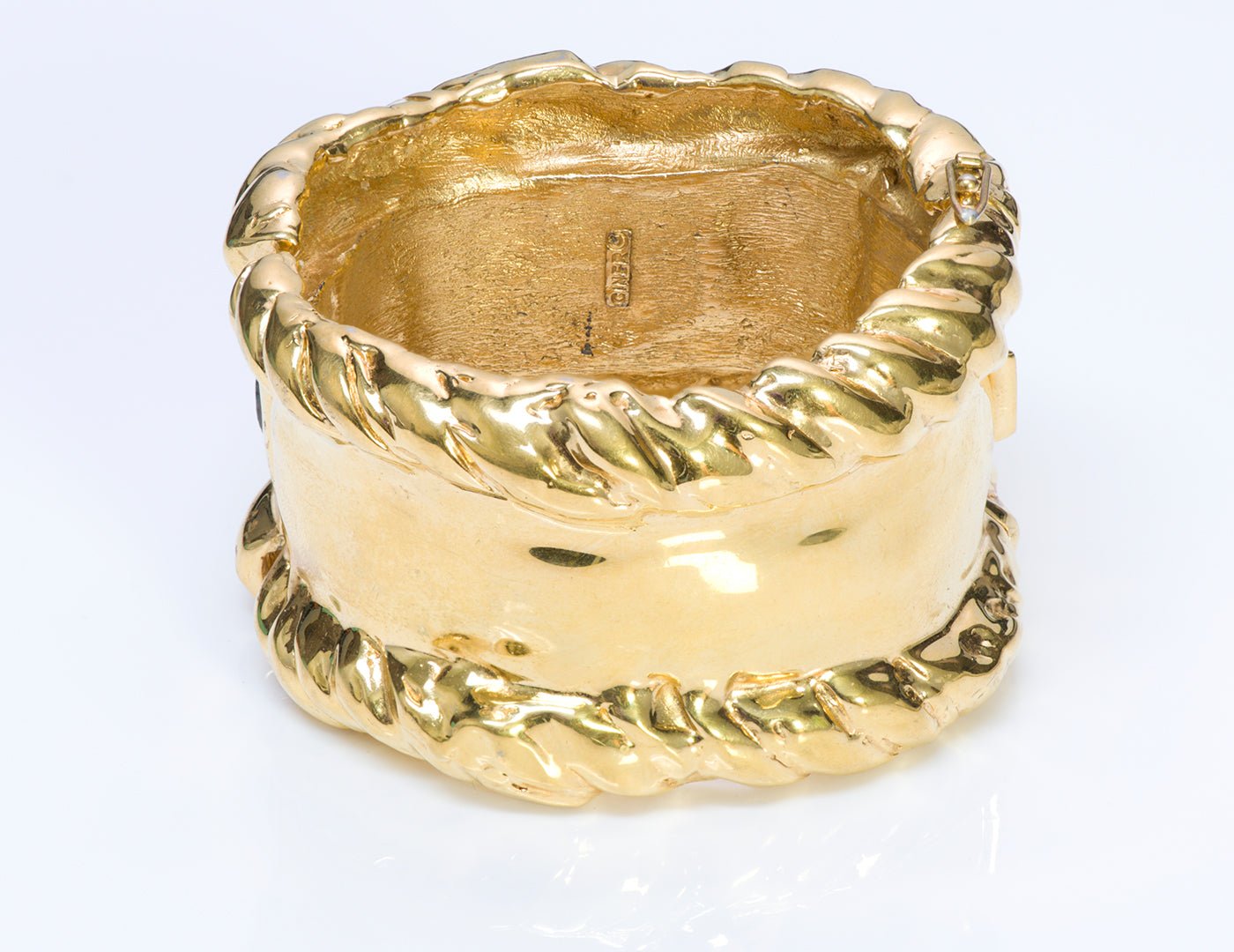 Ciner Wide Gold Tone Coin Bangle Bracelet