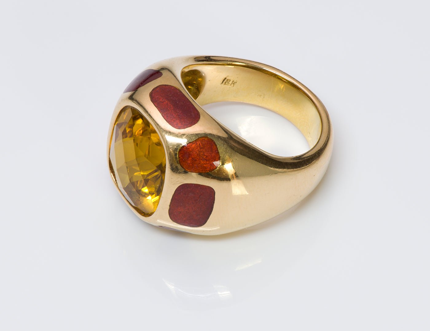 Citrine 18K Gold Enamel Ring - DSF Antique Jewelry