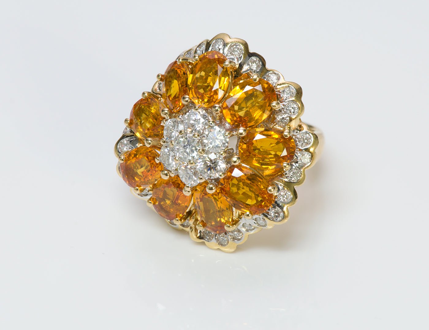 Citrine Diamond 18K Yellow Gold Ring