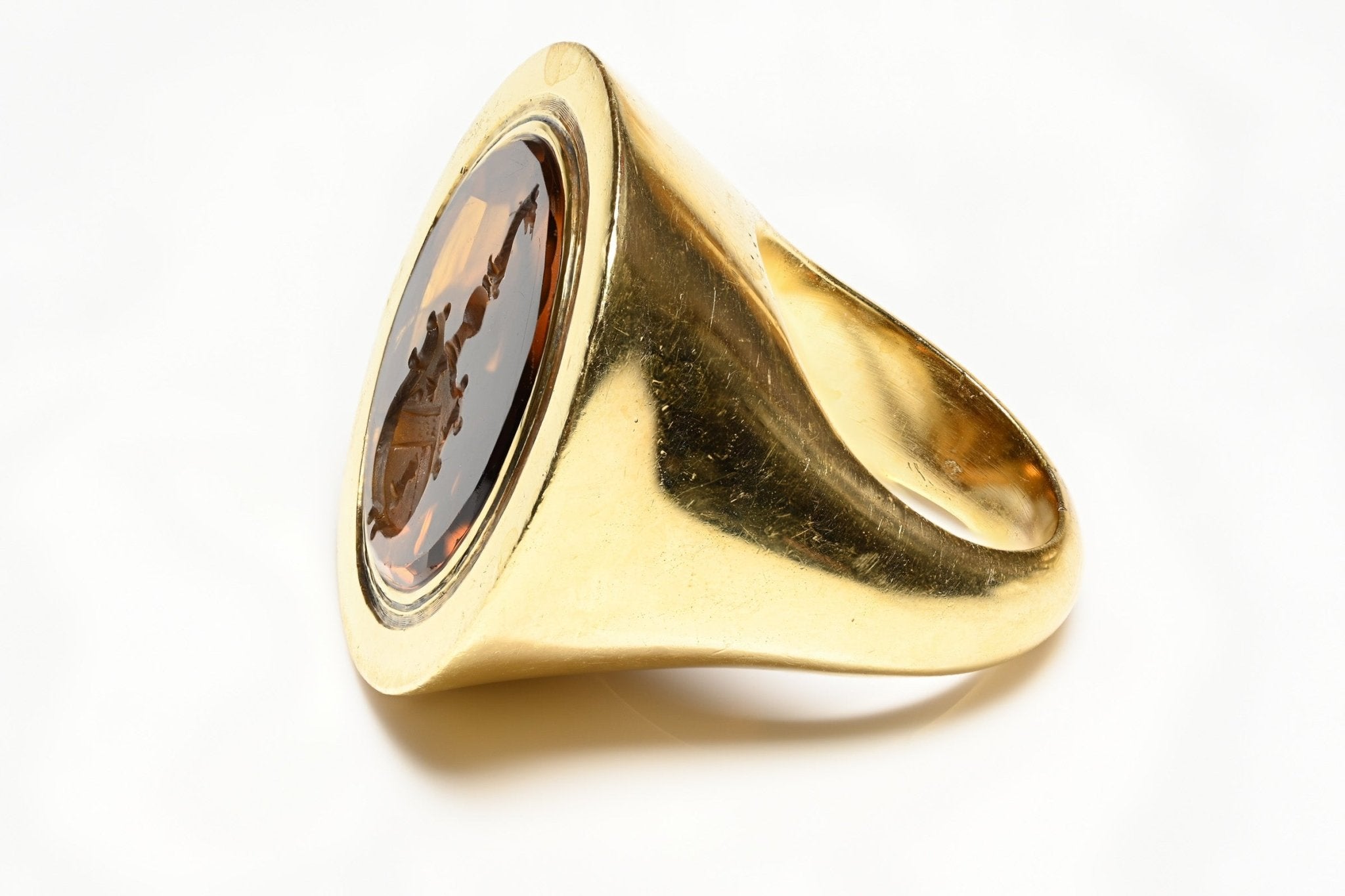 Citrine Intaglio 18K Gold Ring