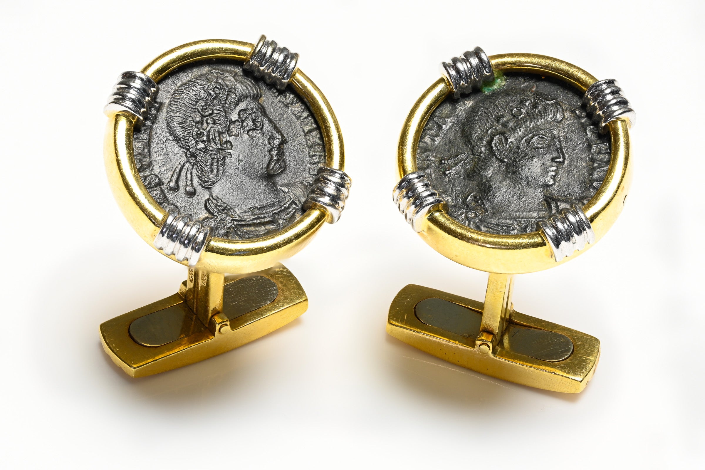 Constantine 18K Gold Bronze Ancient Roman Coin Cufflinks
