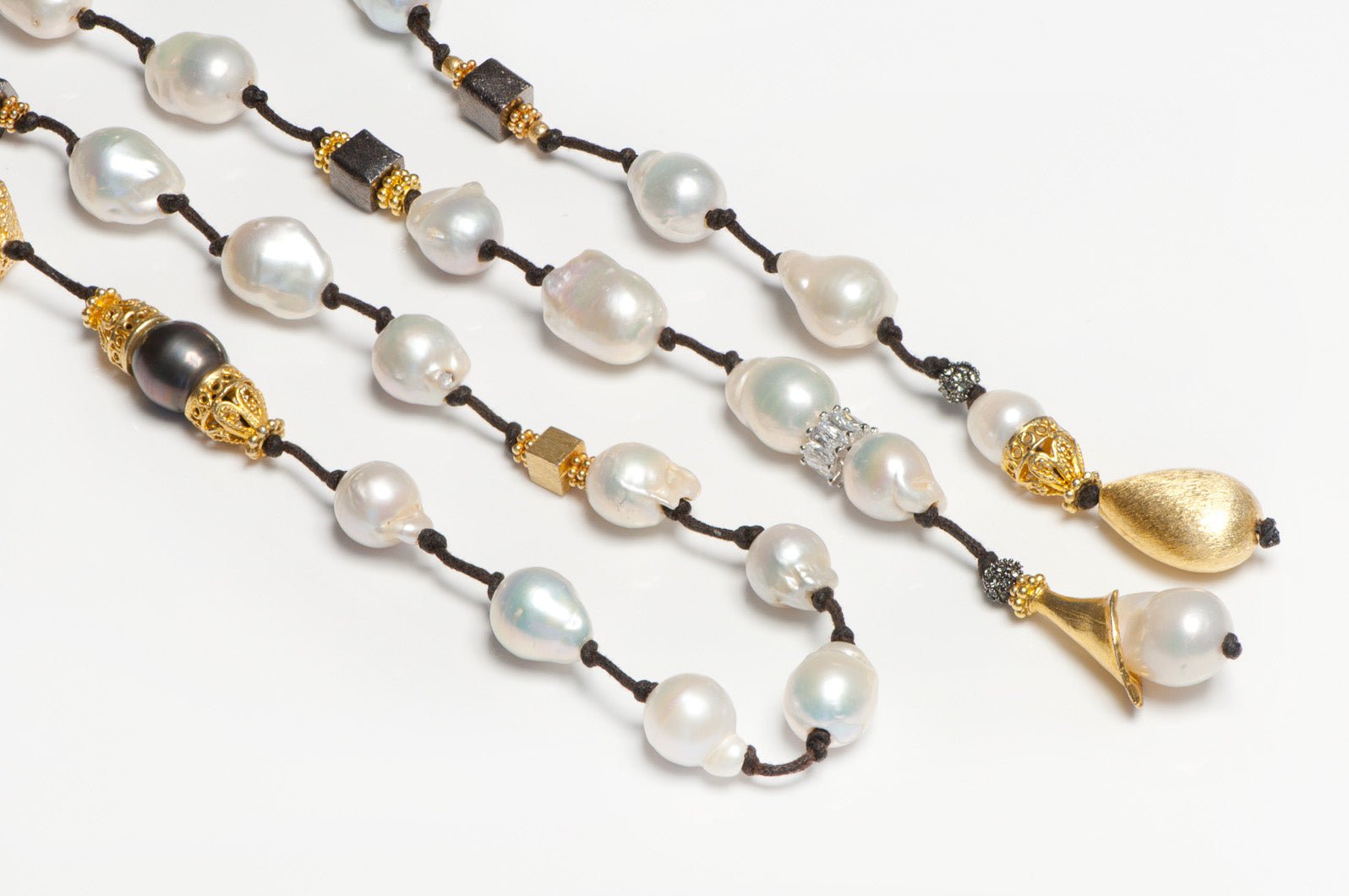 Contemporary Baroque Pearls Yellow Crystal Gold Plated Beads Necklace