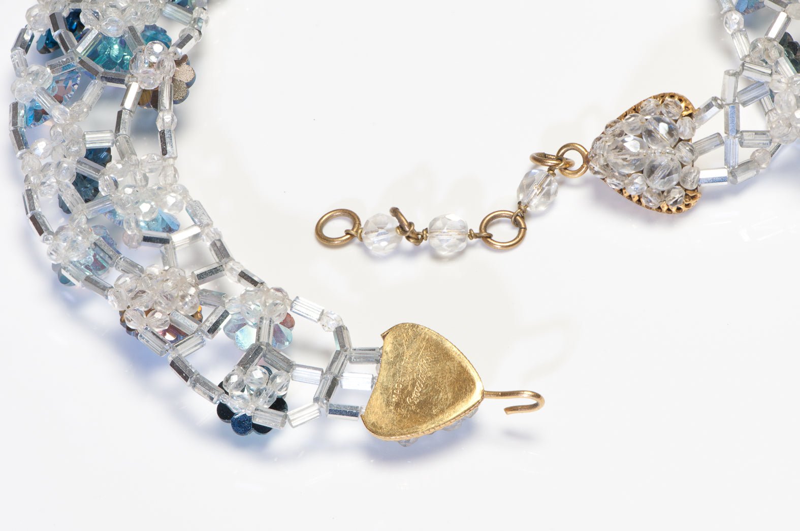 Coppola e Toppo 1960’s Blue Green Crystal Beads Collar Necklace