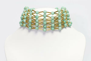Coppola e Toppo 1960’s Green Beads Woven Choker Necklace