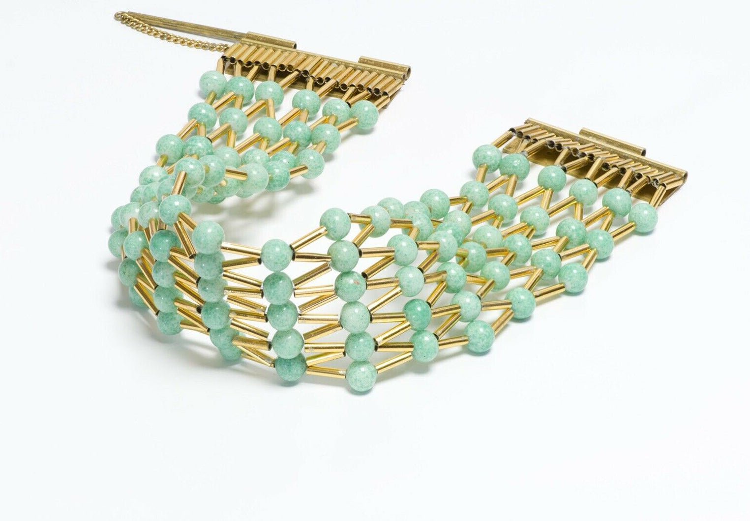 Coppola e Toppo 1960’s Green Beads Woven Choker Necklace