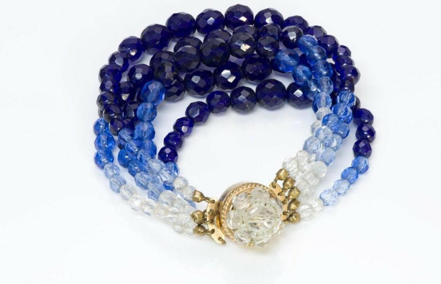 Coppola e Toppo Blue Crystal Multi Strand Beads Bracelet - DSF Antique Jewelry