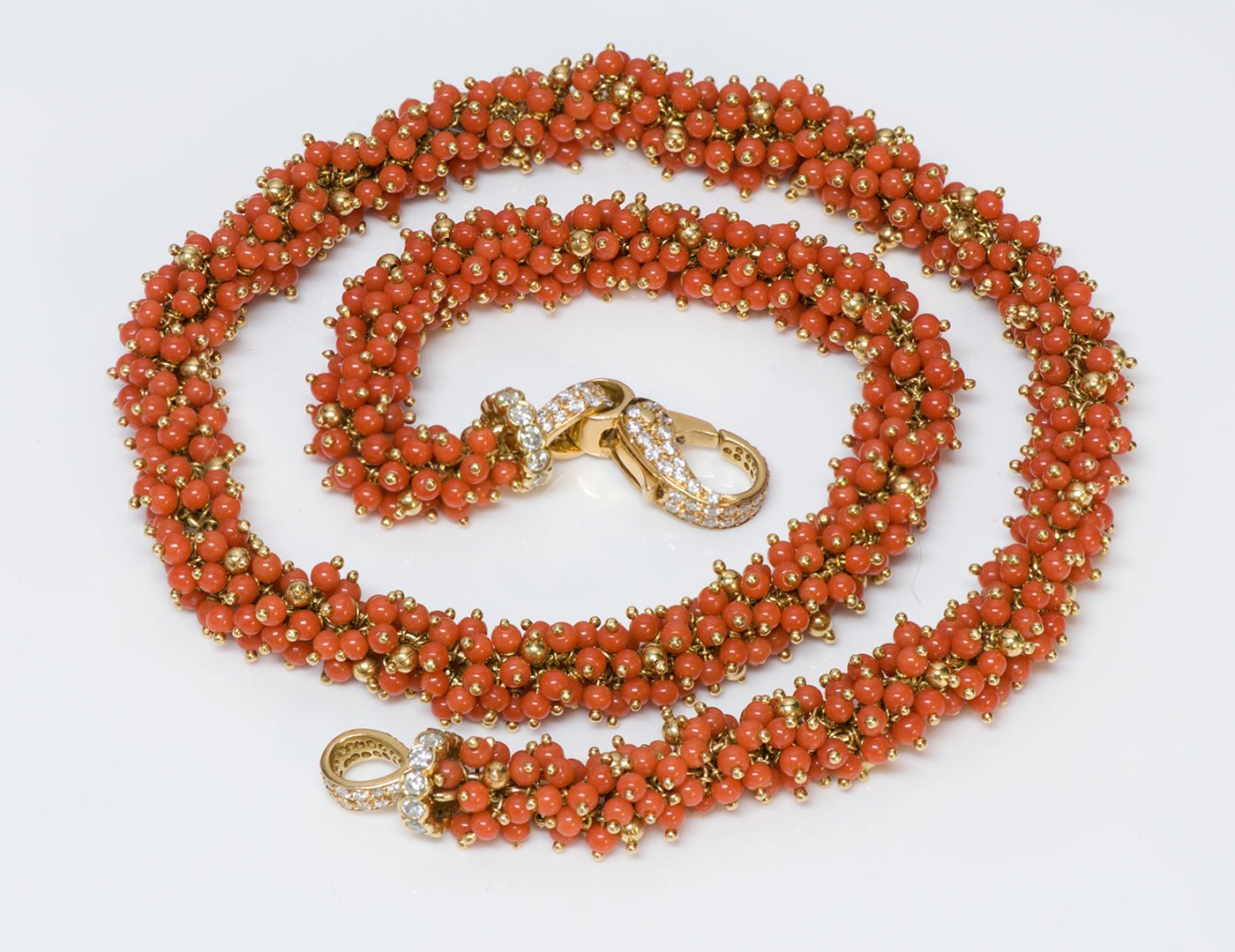 Coral 18K Gold Diamond Necklace - DSF Antique Jewelry