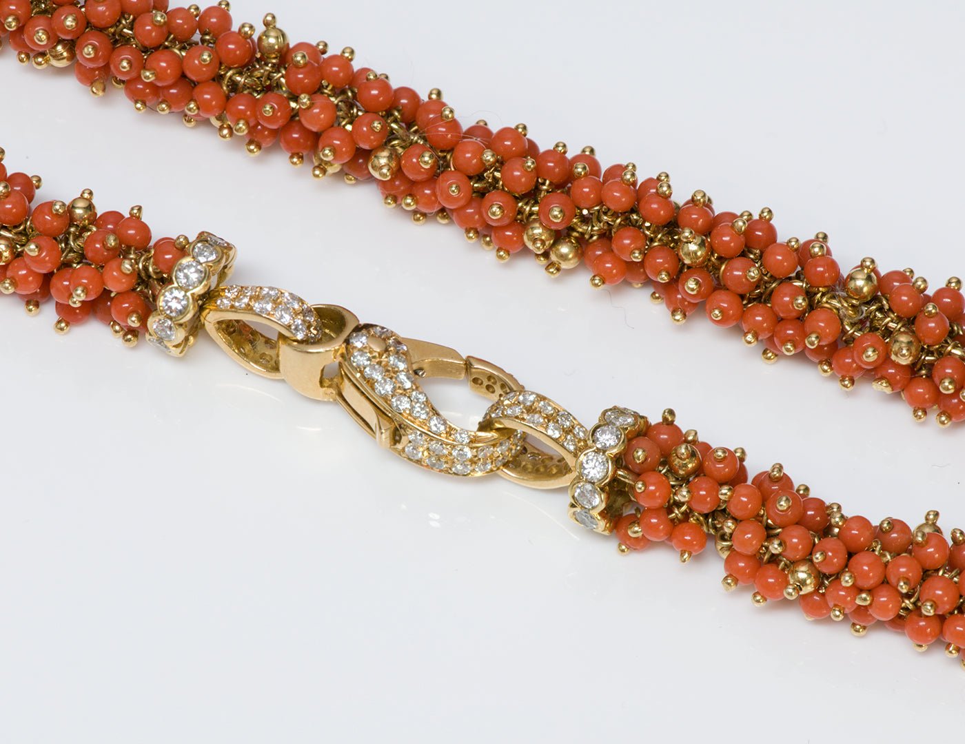 Coral 18K Gold Diamond Necklace - DSF Antique Jewelry