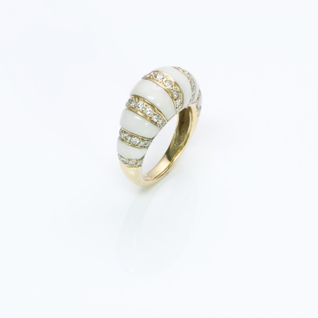 Coral Diamond 18K Yellow Gold Ring