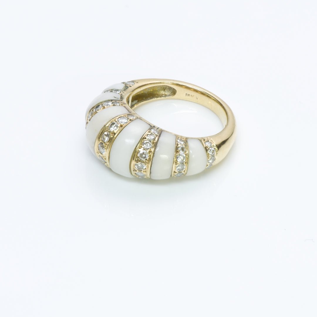Coral Diamond 18K Yellow Gold Ring
