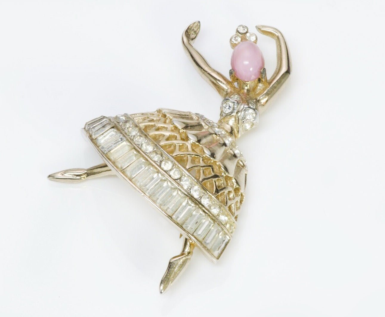 CORO Craft 1940’s Adolph Katz Glass Ballerina Brooch - DSF Antique Jewelry