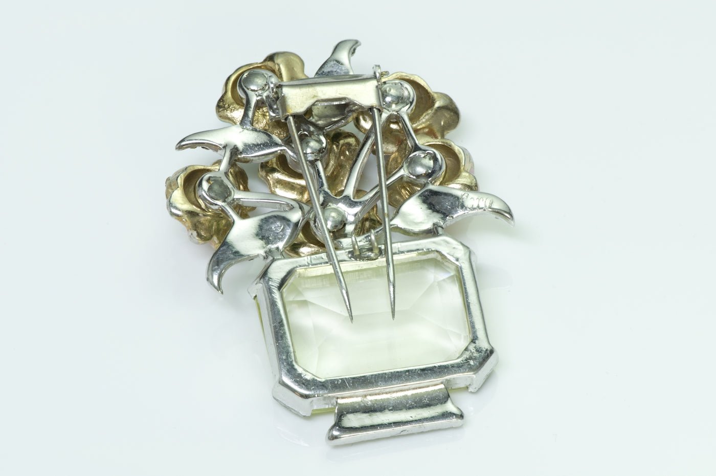 Coro Enamel Crystal Flower Brooch - DSF Antique Jewelry