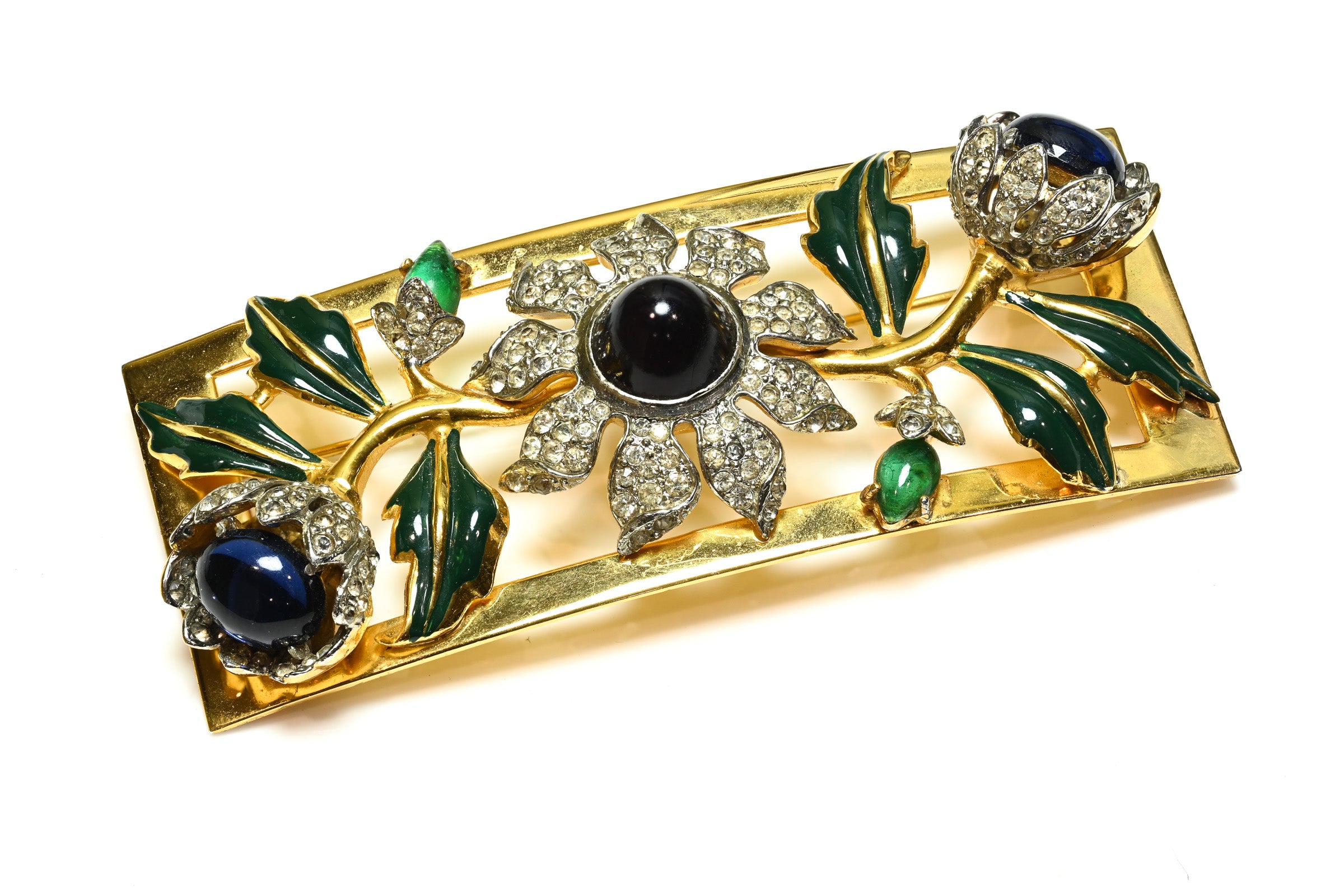 Coro Craft 1939 Adolph Katz Carmen Miranda Camellia Glass Brooch