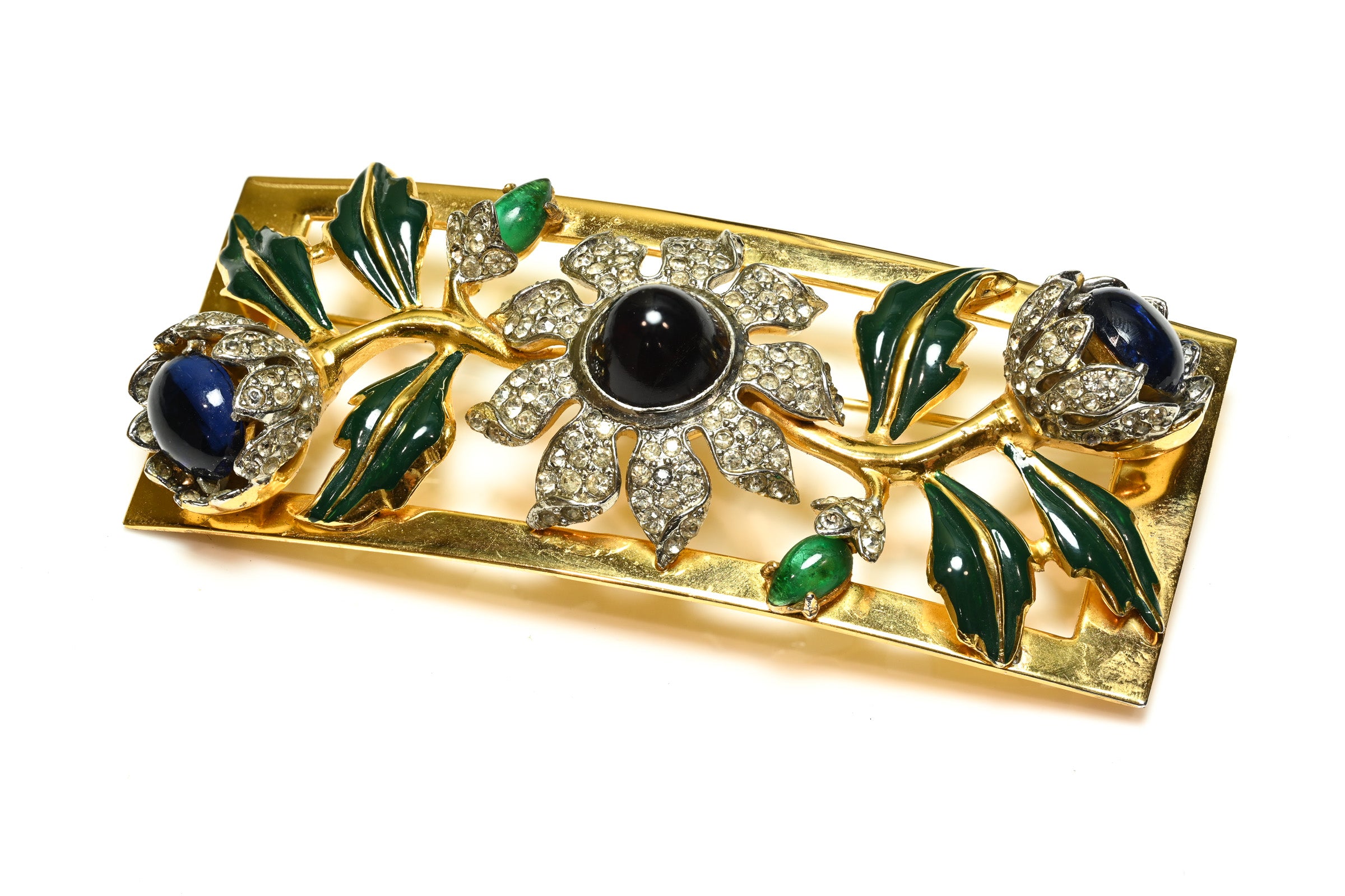 Coro Craft 1939 Adolph Katz Carmen Miranda Camellia Glass Brooch 1