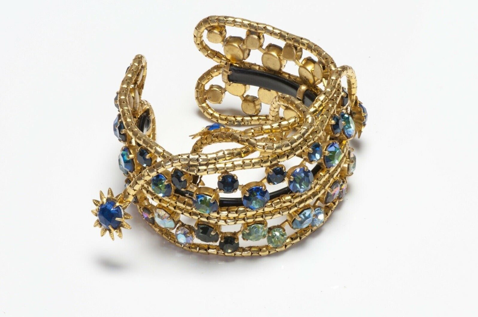 Countess Cissy Zoltowska CIS Crystal Flower Tassel Cuff Bracelet