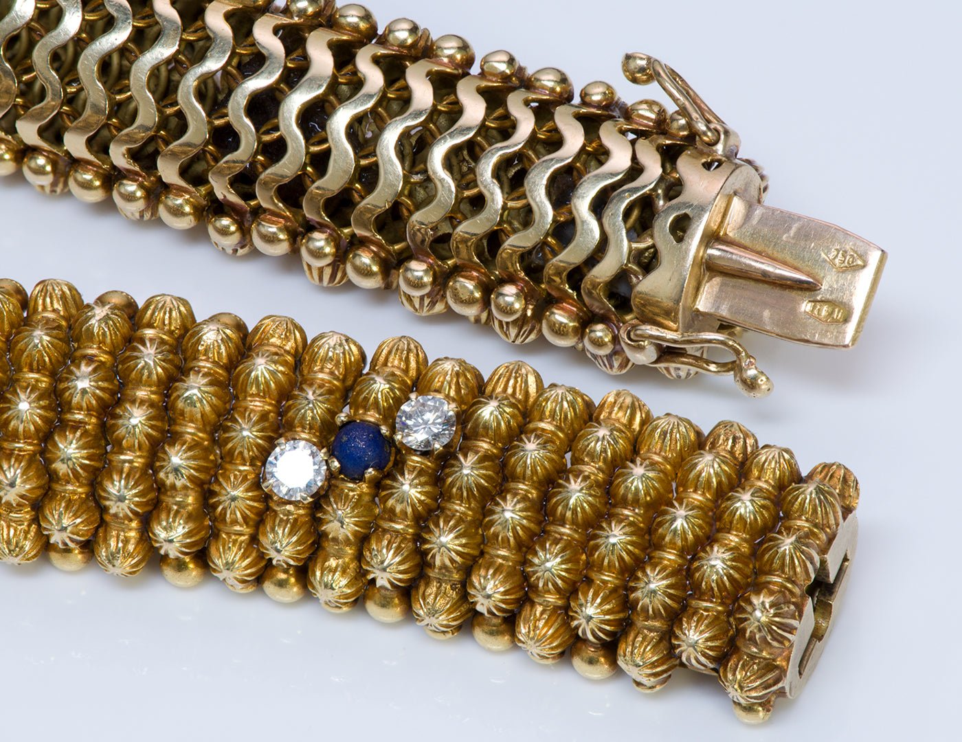 Couscous 18K Gold Diamond Lapis Bracelet