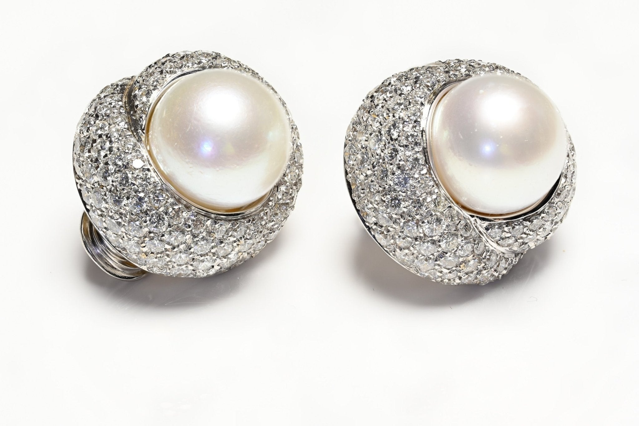 Craig Drake 18K Gold Pearl Diamond Earrings - DSF Antique Jewelry