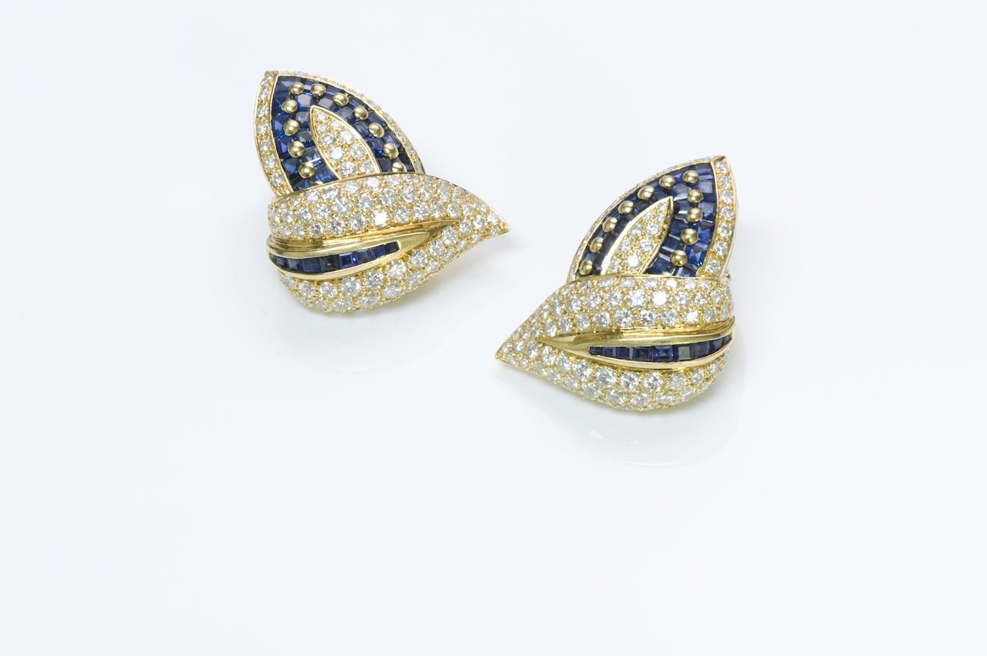 Craig Drake Sapphire Diamond Gold Earrings - DSF Antique Jewelry