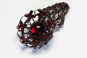 Cristobal Balenciaga 1950’s Roger Jean-Pierre Red Crystal Flower Brooch