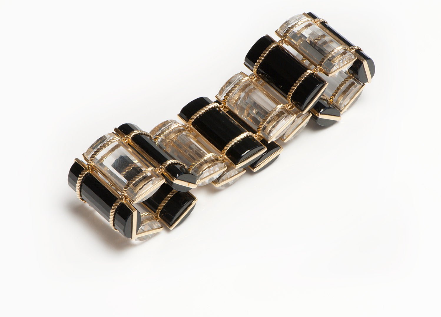 Crystal Onyx Gold Bracelet - DSF Antique Jewelry