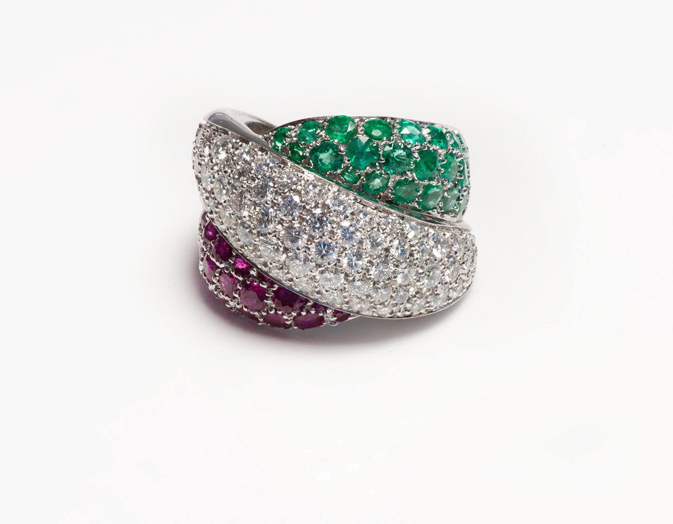Damiani Gomitolo Gold Diamond Ruby Emerald Ring - DSF Antique Jewelry