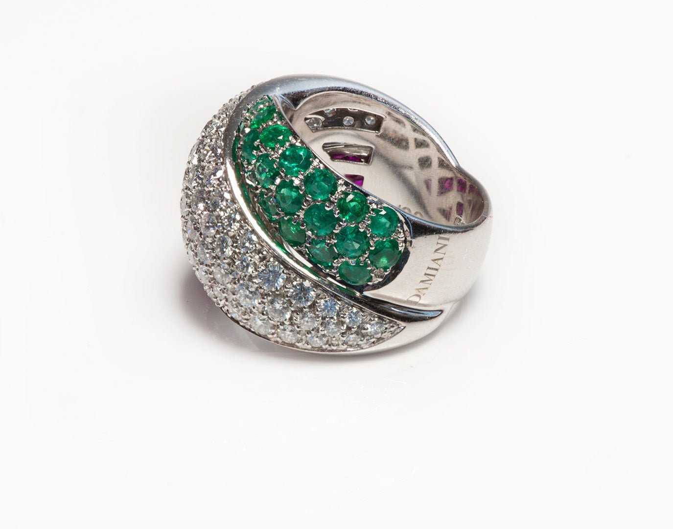 Damiani Gomitolo Gold Diamond Ruby Emerald Ring