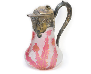 Daum Nancy Cameo Glass Sterling Silver Claret Jug