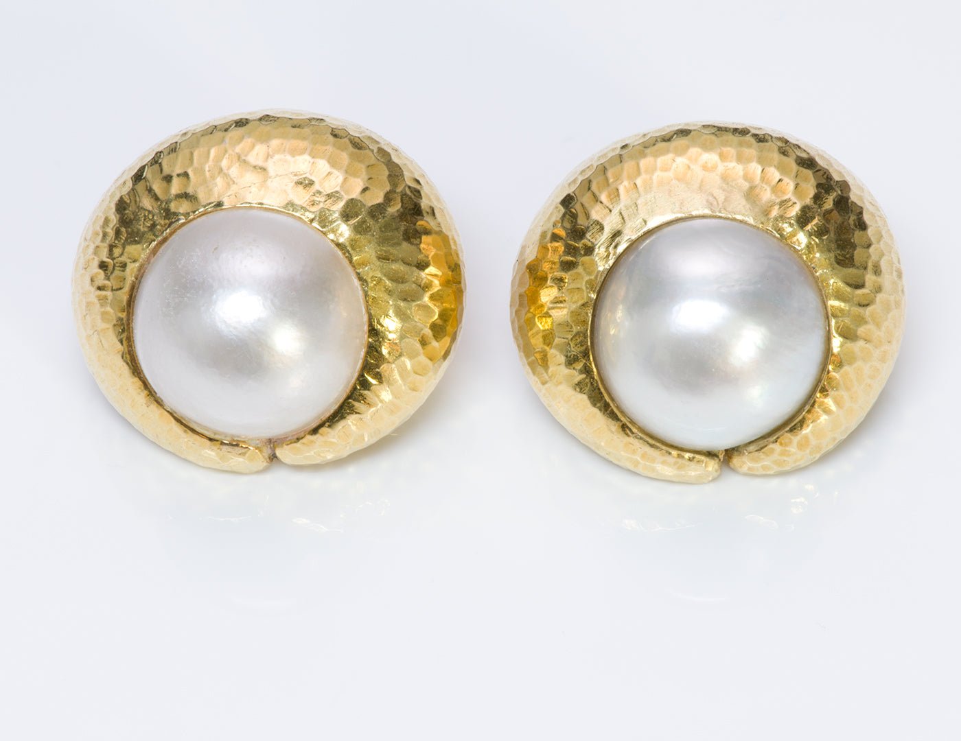 David Webb 18K Gold Pearl Earrings