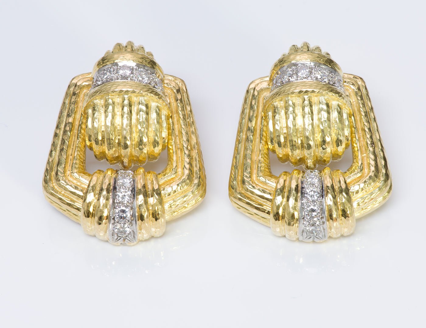 David Webb 18K Gold Platinum Diamond Earrings - DSF Antique Jewelry