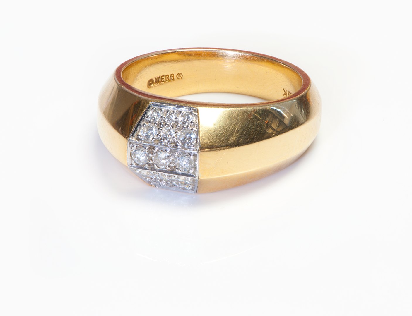 David Webb 18K Gold Platinum Diamond Men's Ring - DSF Antique Jewelry