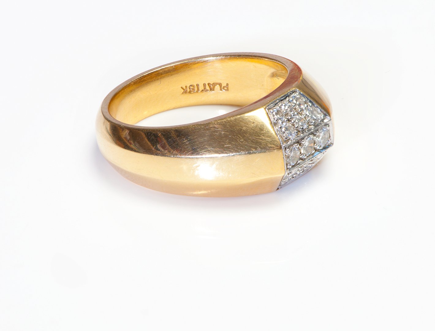 David Webb 18K Gold Platinum Diamond Men's Ring - DSF Antique Jewelry