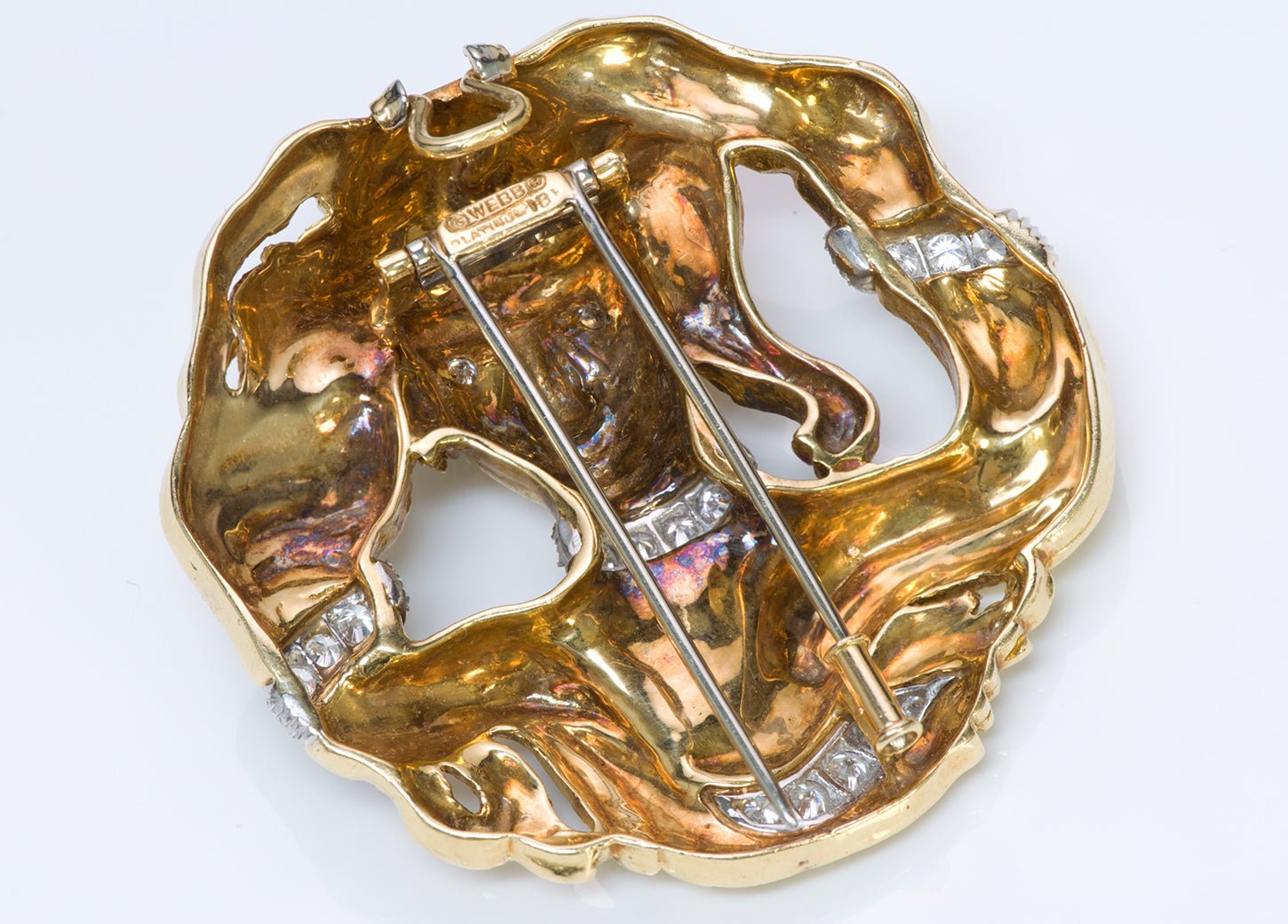 David Webb 18K Gold Platinum Diamond Pendant Brooch