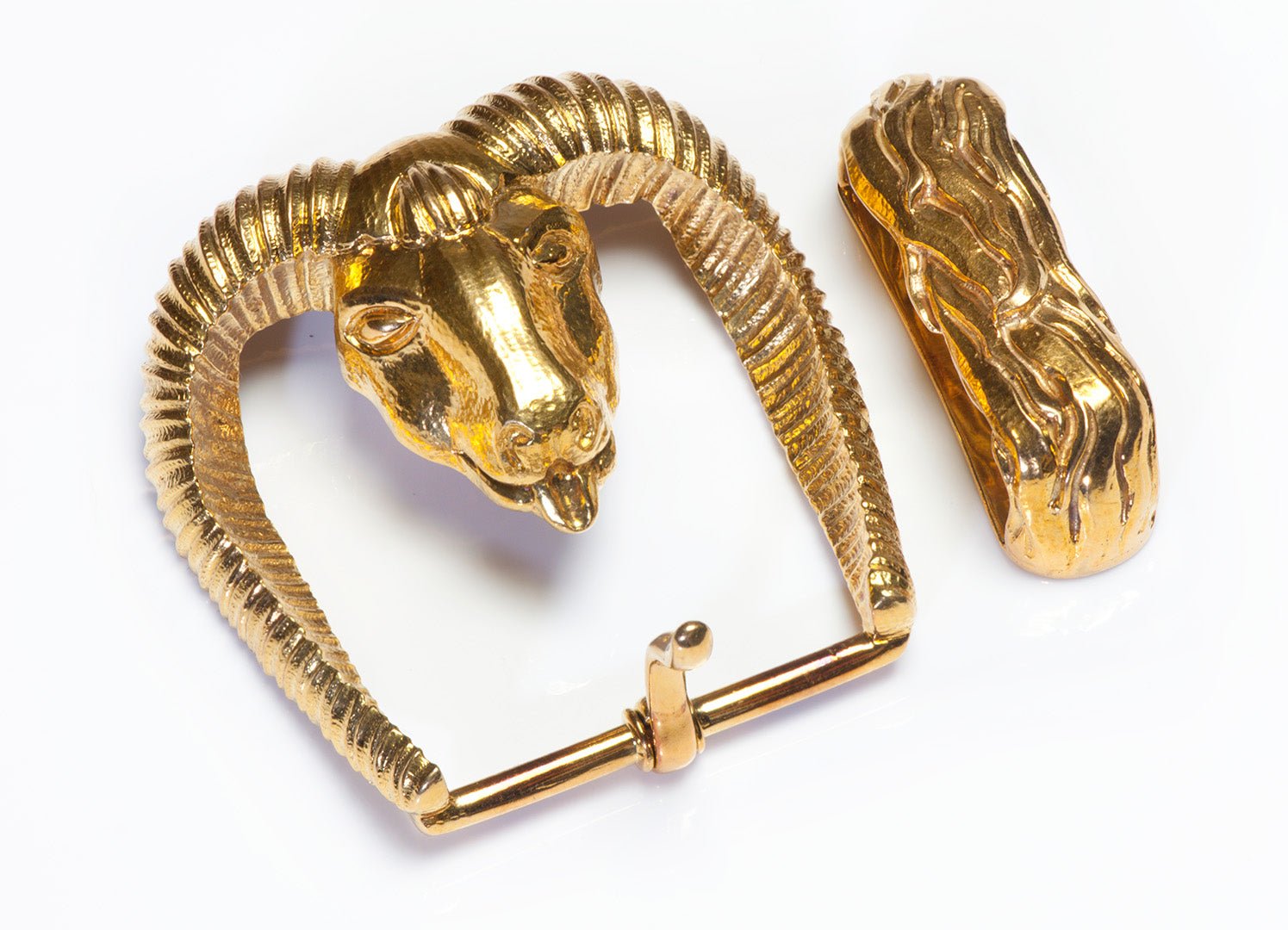 David Webb 18K Gold Ram Belt Buckle - DSF Antique Jewelry