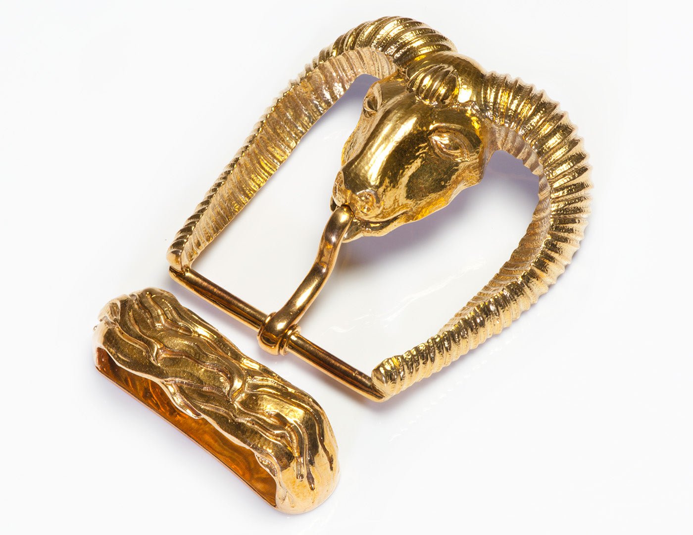 David Webb 18K Gold Ram Belt Buckle - DSF Antique Jewelry