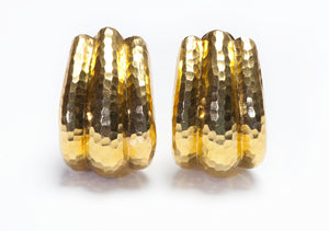 David Webb Hammered 18K Yellow Gold Earrings