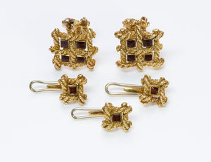 David Webb Enamel Gold Cufflink & Studs