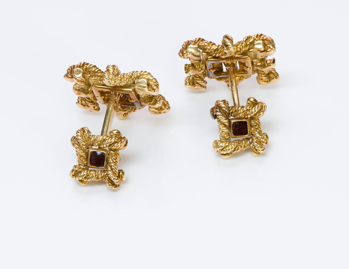 David Webb Enamel Gold Cufflink & Studs - DSF Antique Jewelry