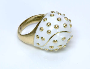 David Webb Enamel 18K Yellow Gold Ring