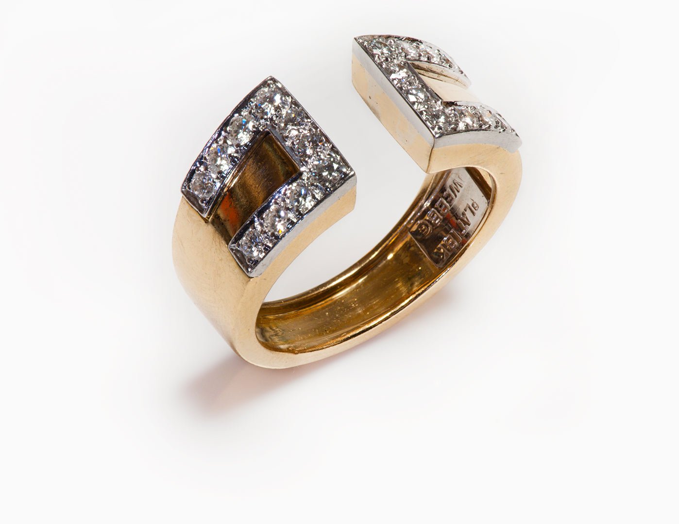 David Webb Gap Motif Gold Platinum Diamond Ring