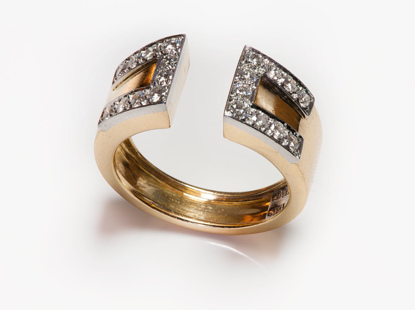 David Webb Gap Motif Gold Platinum Diamond Ring