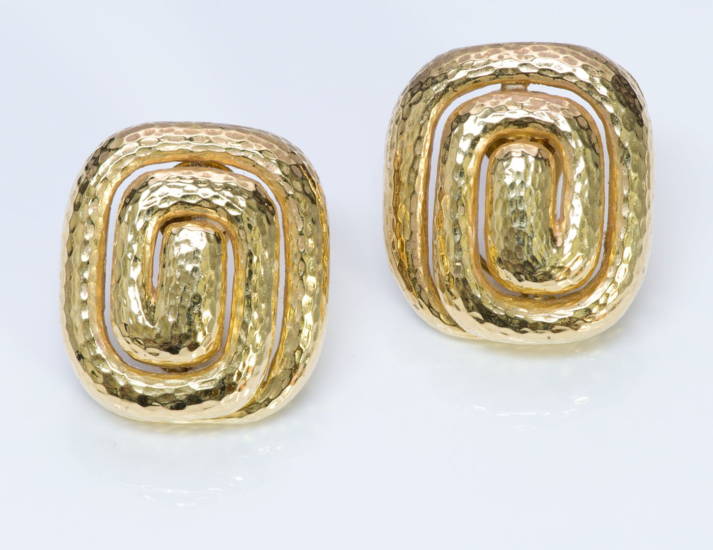 David Webb Hammered 18K Gold Earrings - DSF Antique Jewelry