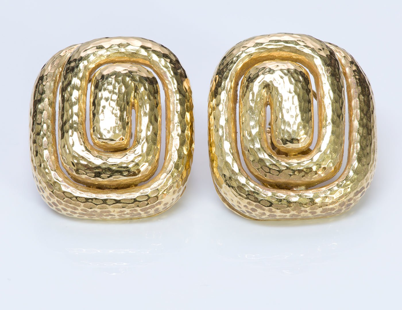 David Webb Hammered 18K Gold Earrings - DSF Antique Jewelry