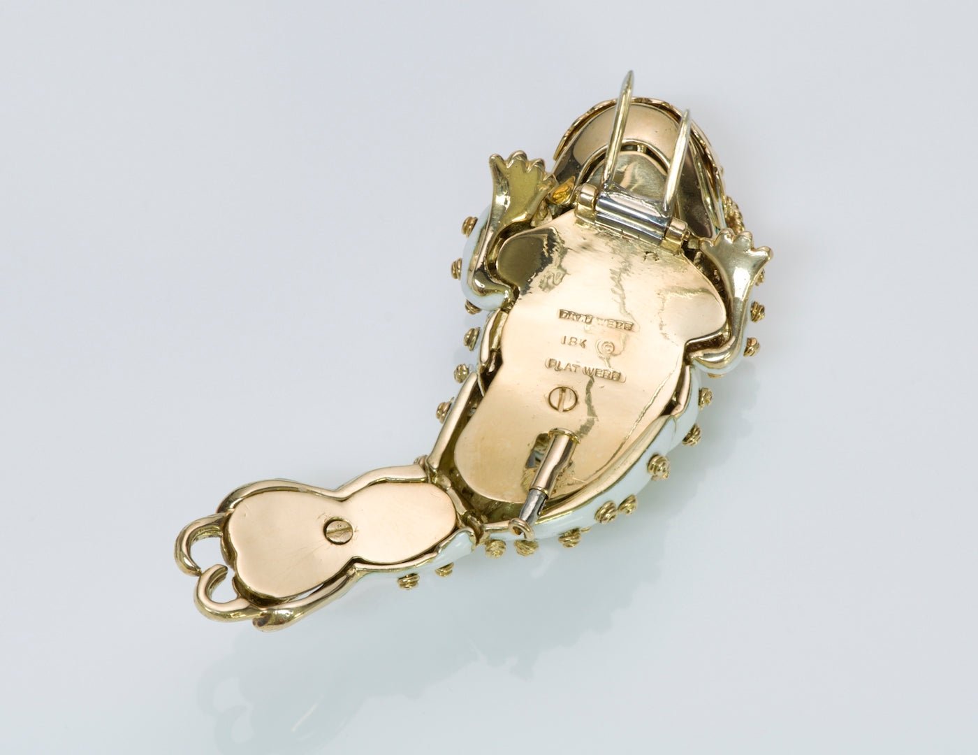 David Webb Ruby Enamel Frog Gold Brooch - DSF Antique Jewelry