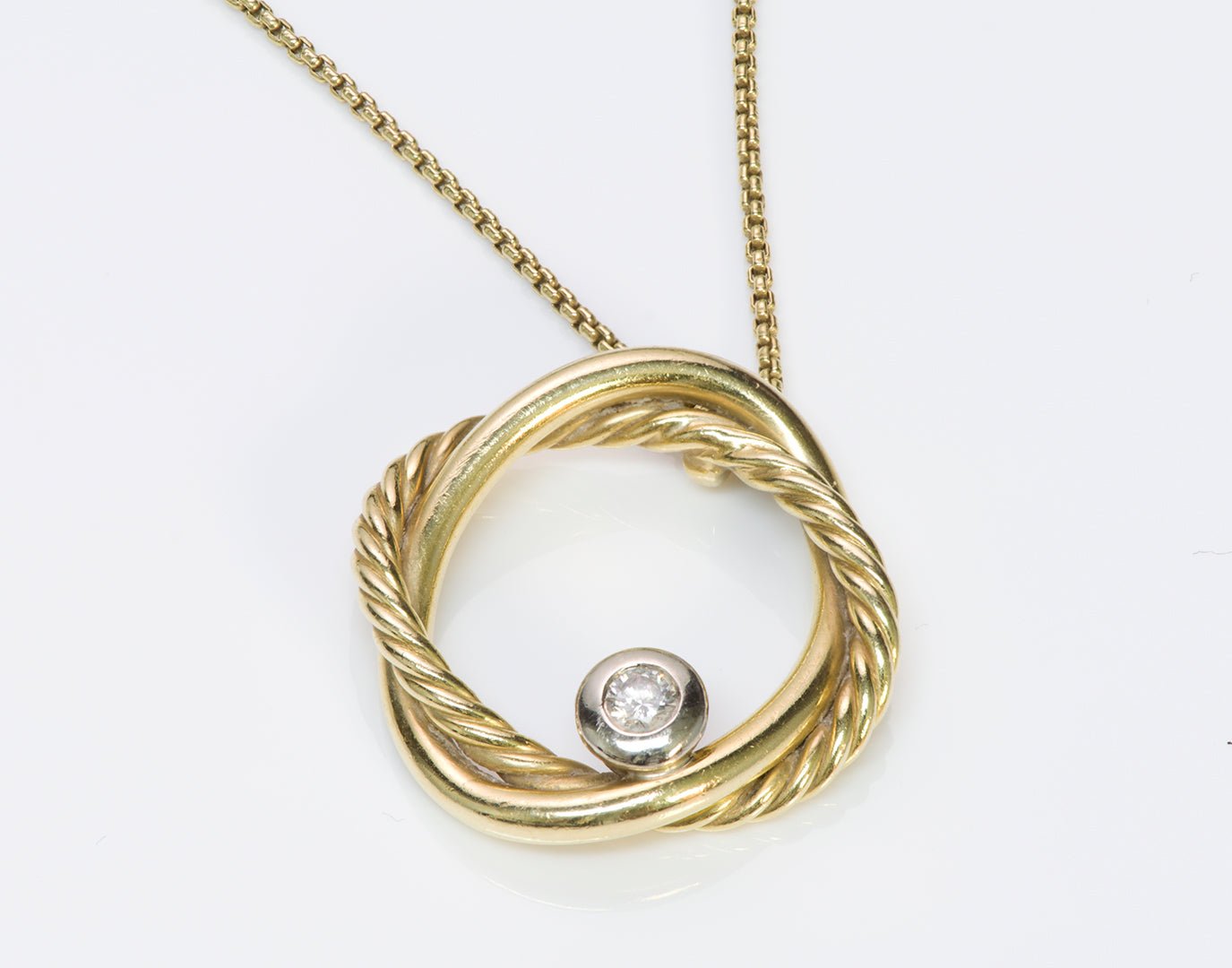 David Yurman 18K Gold Diamond Infinity Necklace Pendant